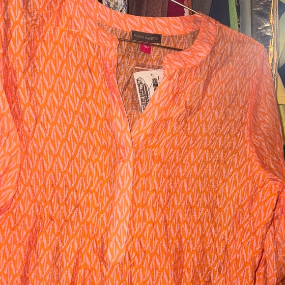 Vince Camuto • NWT Women's Orange & Pink  Ruffle Sleeve Top - Picture 3 of 5